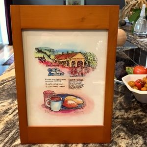 New Orleans cafe au lait limited print. Frame is maple wood and is mitered